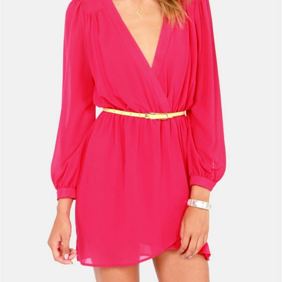 Lulu's fuchsia wrap dress - Picture 7 of 8